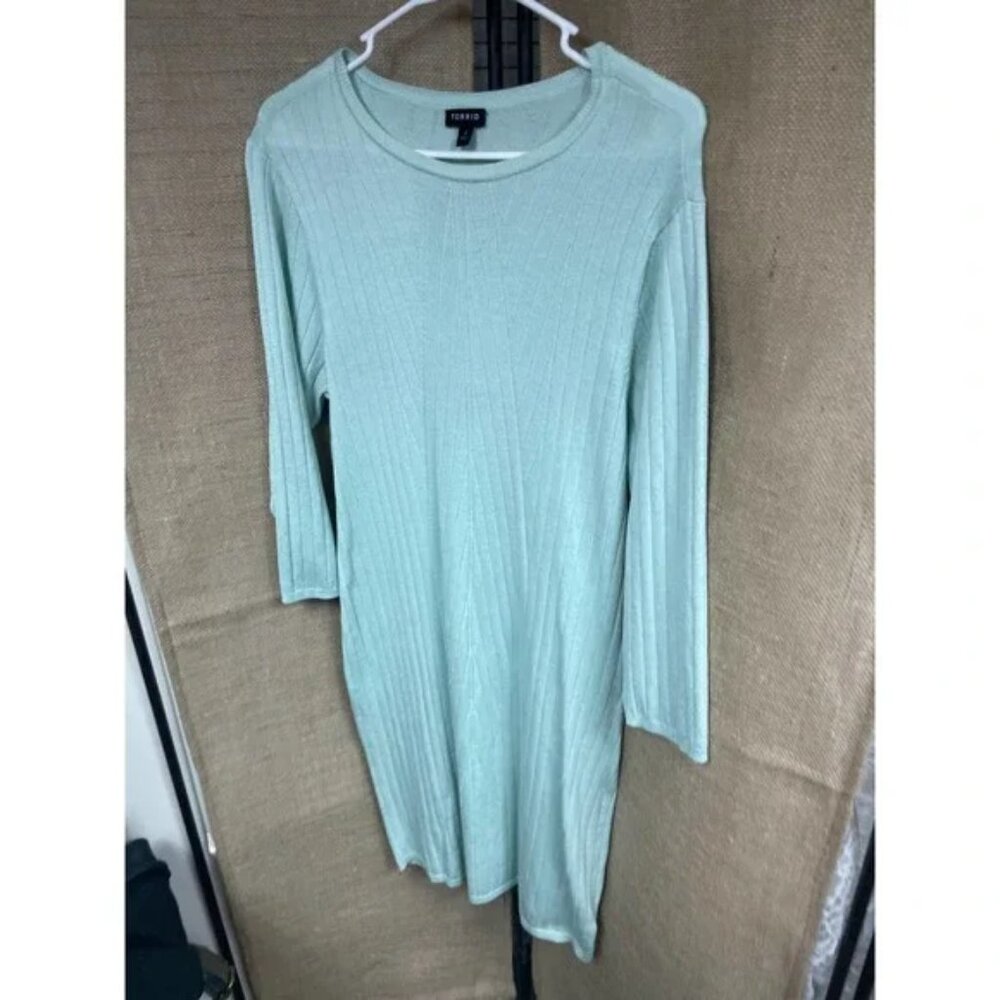 Torrid MINT BLUE TEXTURED SWEATER-KNIT BODYCON DRESS Size 2